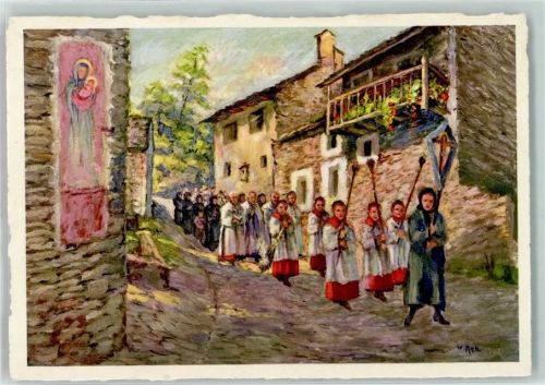 6618 Arcegno Künstlerkarte La Processione Prozession sign W. Metz Nr 18