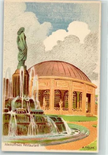 Bern Berne 1914 Künstlerkarte Landesausstellung Alkoholfreies Restaurant sign. A.Tieche Offizielle Künstlerpostkarte No.9