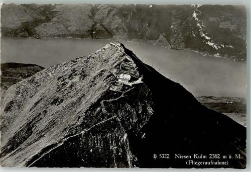 Niesen 1953 Foto AK Fliegeraufnahme Niesen-Kulm Hotel