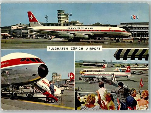 8302 Kloten - Passagierflugzeug Swissair Caravelle DC-8