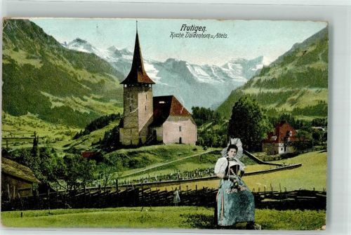3714 Frutigen 1913 Gebrauchsspuren Tracht Kirche