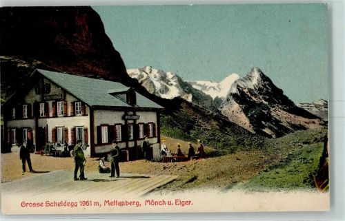 Grosse Scheidegg 1911 Lithographie Mettenberg Mönch Eiger