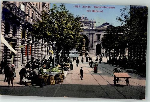 8000 Zürich 1914 - Bahnhofstrasse Straßenbahn Bahnhof