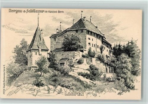 3177 Laupen BE Künstlerkarte Schloss Laupen sign.
