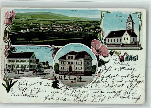 9545 Wängi 1909 BOAKC Handlung zur Brücke Lithographie