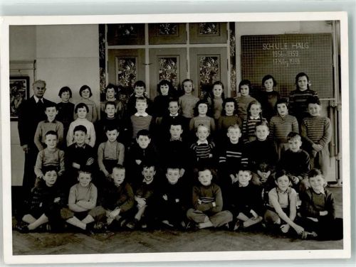 8590 Romanshorn Gebrauchsspuren Schule Hälg Foto AK Schulklasse