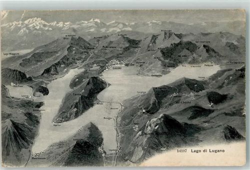 6815 Melide 1908 - Luganer See Vogelschau