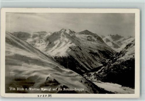 Muottas Muraigl - Blick von Muottas Muraigl auf die Bernina-Gruppe Winteraufnahme