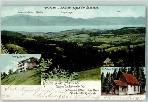 St. Anton Pass 1903 - Pension Alpenhof St. Antons-Kapelle Panorama gegen den Bodensee