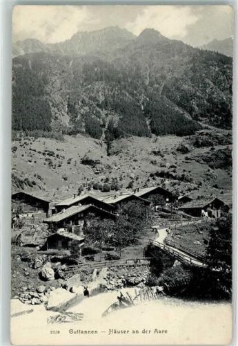 3864 Guttannen 1906 - Häuser an der Aare