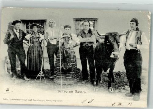 1902 Gebrauchsspuren Tracht Beruf Schweizer Bauern Bahnpost Zug 93 Nr. 15