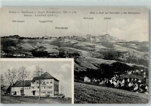 9038 Rehetobel 1910 - Gasthaus z. Gupf Blick vom Gupf auf Rehetobel und das Säntisgebiet