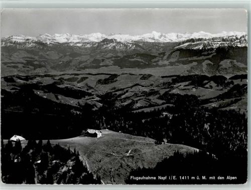 Napf - Flugaufnahme Berghotel Napf mit den Alpen