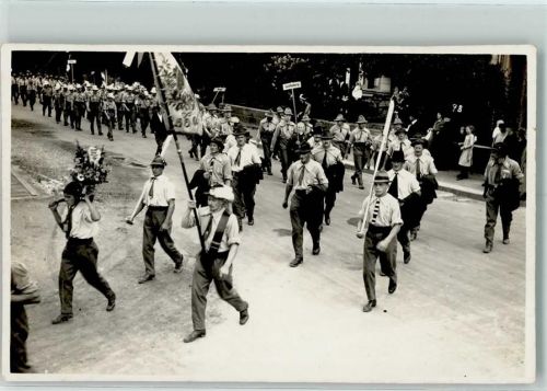 Foto AK Umzug Gruppe Laufenburg Fahnenträger