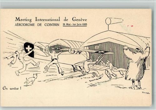 1200 Genève Genf BOAKC Meeting International 1925 Aerodrome de Cointrin Künstlerkarte Flugpostmarke