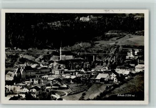 7550 Scuol Schuls - Panoramaansicht Kirche