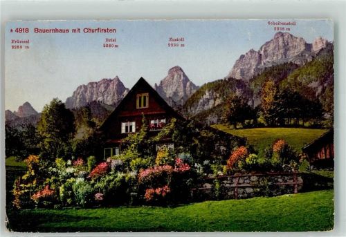 8880 Walenstadt 1914 - Bauernhaus Churfirsten Militärpoststempel Ort lt. Stempel