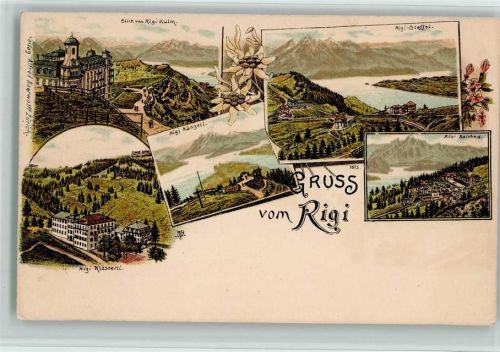 Rigi Känzeli Lithographie Blick vom Rigi-Kulm Rigi-Staffel Rigi-Kaltbad Rigi-Känzeli Rigi-Klösterli