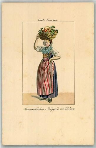 9320 Arbon Lithographie / Künstlerkarte Tracht Bauernmädchen