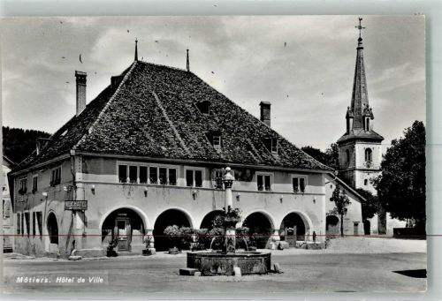 2112 Môtiers NE Foto AK Rathaus Kirche Brunnen Feldpost R.S.Für Mot.L. TRP:.
