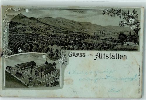 9450 Altstätten SG 1899 Gebrauchsspuren Ausstellung Lithographie Mondschein