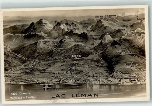 1815 Clarens - Vogelschau Genfersee