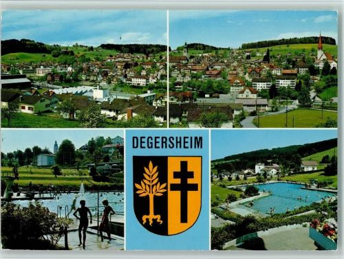 9113 Degersheim - Gartenbad und Dorfansicht Wappen Schwimmbad