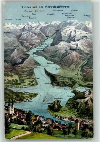 6375 Beckenried 1908 - Vogelschau Vierwaldstättersee