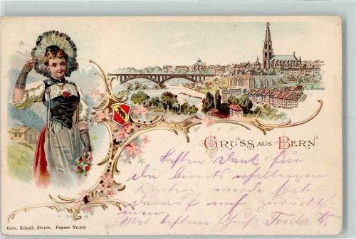 3000 Bern Berne 1898 Gebrauchsspuren Tracht Lithographie