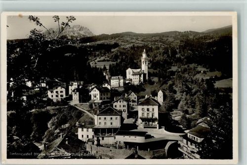 7450 Tiefencastel - Panoramaansicht Dorf Hotel Julier Kirche