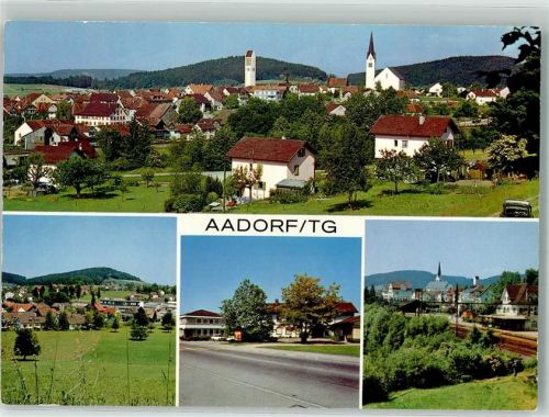 8355 Aadorf Foto AK Kirche Bahnhof Hotel