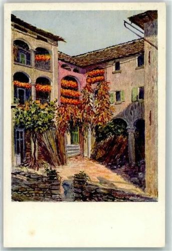 6616 Losone Künstlerkarte Cortile rustico sign. E Zuppinger