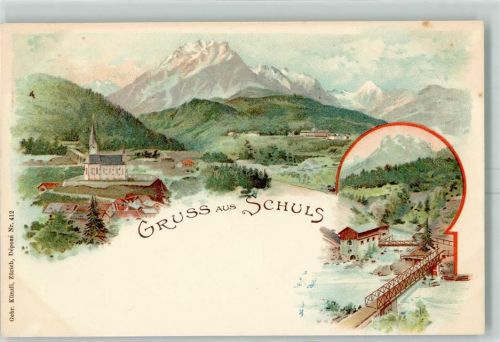 7550 Scuol Schuls Lithographie