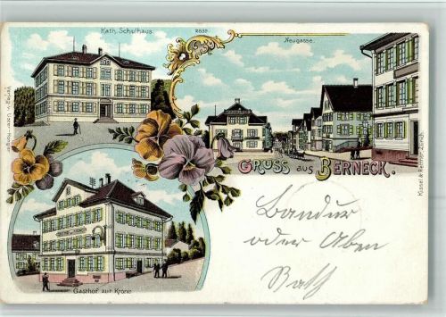 9442 Berneck 1901 BOAKC Gasthaus Krone Lithographie