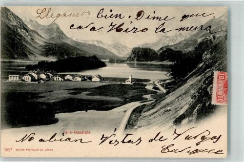 7515 Sils/Segl Baselgia 1900 - frankatur Vorderseite