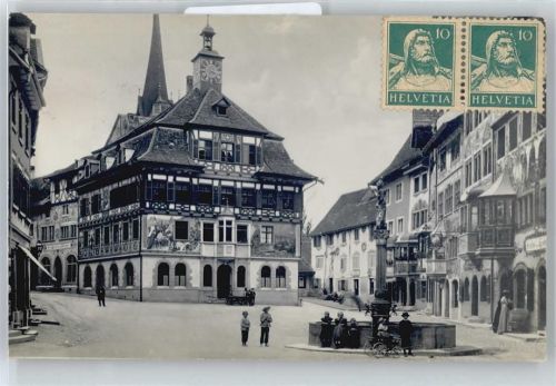 8260 Stein am Rhein - Rathaus, Rathausplatz, Brunnen