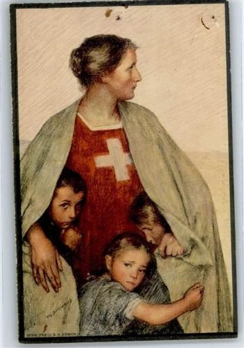 Helevita mit Kindern Bundesfeier Ganzsachen Schweiz Künstlerkarte