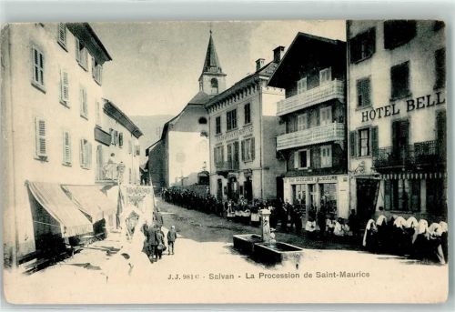 1922 Salvan - la Procession de Saint Maurice Maison de Commune