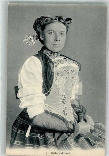 6390 Engelberg 1928 Foto AK Tracht Unterwaldnerin