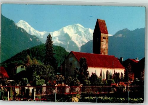 3800 Unterseen 1962 Foto AK Kirche Friedhof