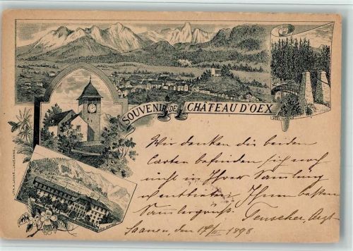 1660 Château-d´Oex 1898 BOAKC Vorläufer Druck um 1890 Hotel Bertnod Lithographie