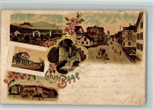 6340 Baar 1899 BOAKC Lithographie Ambulant 18.VIII.99 185 No. 23 Bahnhof Postkutsche