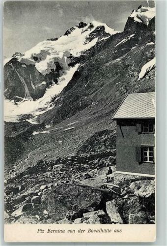Bovalhütte - Piz Bernina von der Bovalhütte aus Stempel Bovalhütte Section Bernina S.A.C.