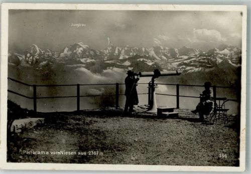 Niesen 1928 Foto AK Fernrohr Panorama vom Niessen