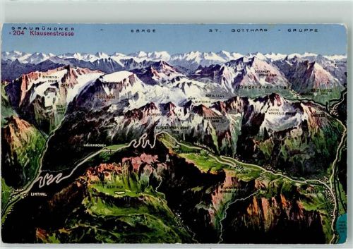 Klausenpass - Bündner Berge St. Gotthard GruppeVogelschau