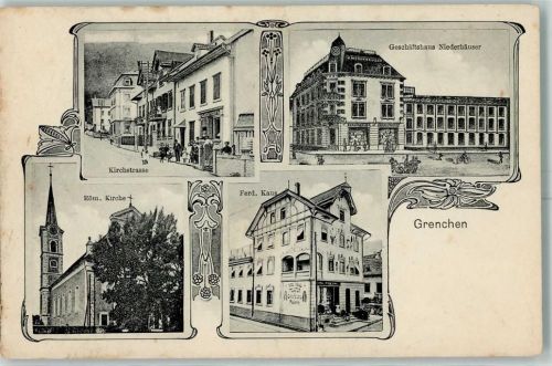 2540 Grenchen - Kirchstrasse Geschäftshaus Niederhäuser Röm. Kirche Ferd. Kaus