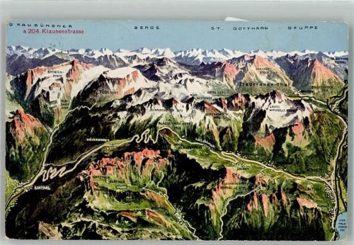 6464 Spiringen 1928 Foto AK Vogelschau Klausenstrasse Ort lt. Stempel