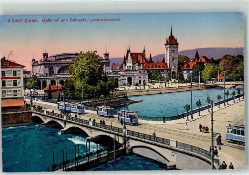 8000 Zürich - Bahnhof Landesmuseum Straßenbahnen