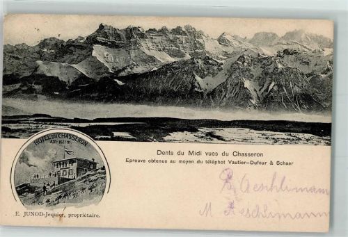 Chasseron 1909 - Hotel du Chasseron 1611m Fahne