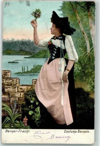 3000 Bern Berne 1905 - Trachtenmädchen mit Blumenstrauss